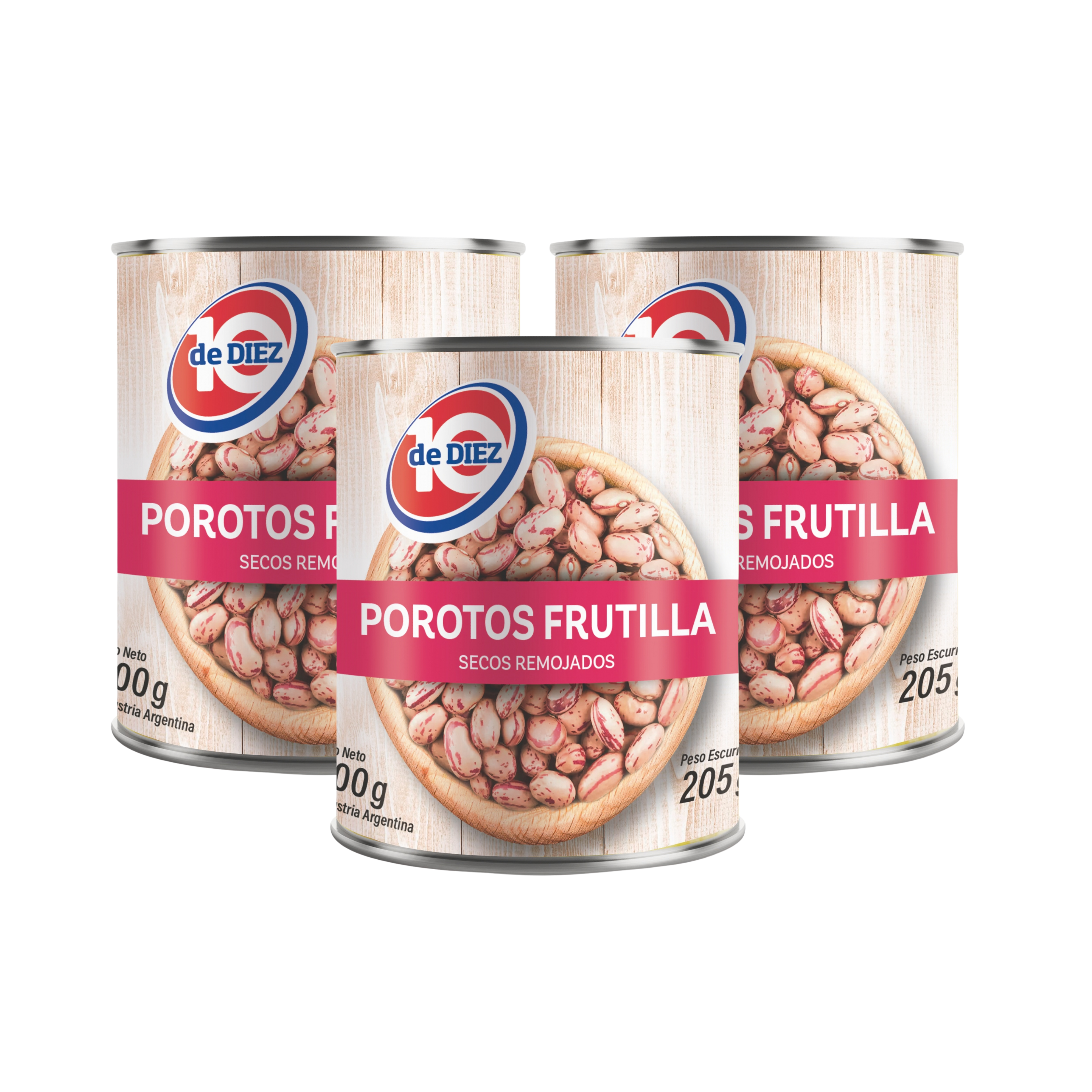 3 x POROTOS FRUTILLA 205G
